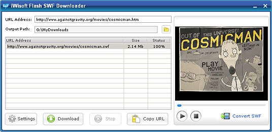 Screenshot for iWisoft Free Flash SWF Downloader 1.8